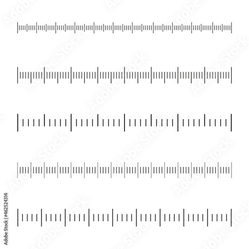 Ruler scale set isolated on white background. Different concept of ruler scale for web site, app and graph. Ruler scale vector illustration