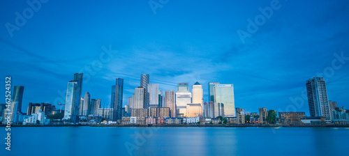 Canary Wharf, financial hub in London at sunrise