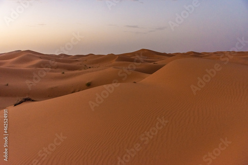 Dawn in the dunes of the Erg Chebbi  Sahara Desert  Morocco