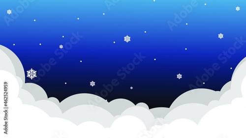 abstract pastel paper cut illustration of winter landscape with cloud.Winter mountain Christmas landscape and snowflake.Cartoon Santa Claus character,clouds.snow scene backgroun.postal card.landscape.