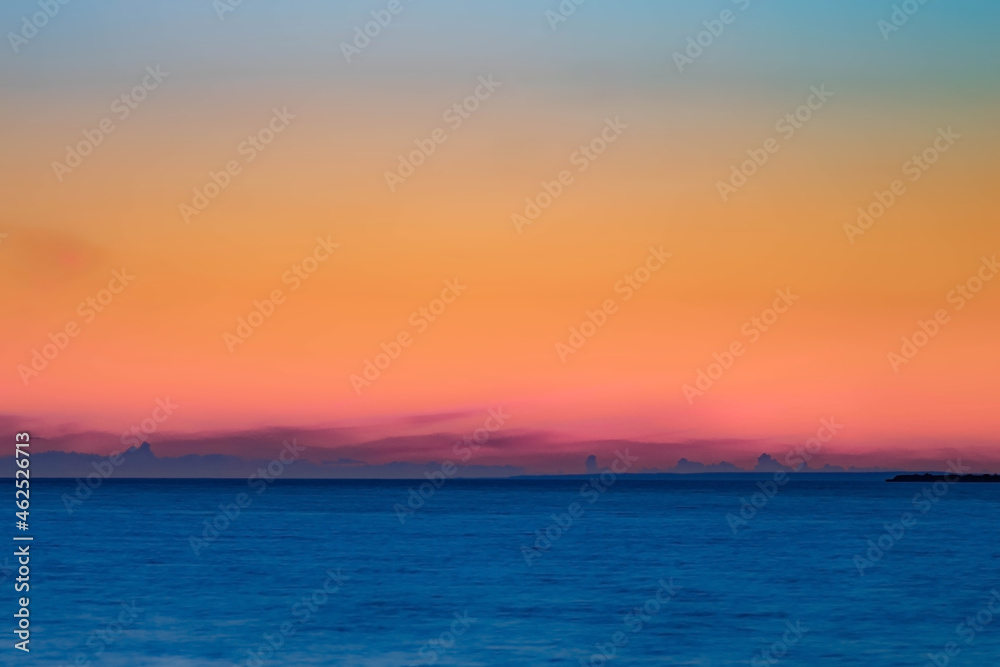 The colorful horizon appeared on a long exposure after sunset.