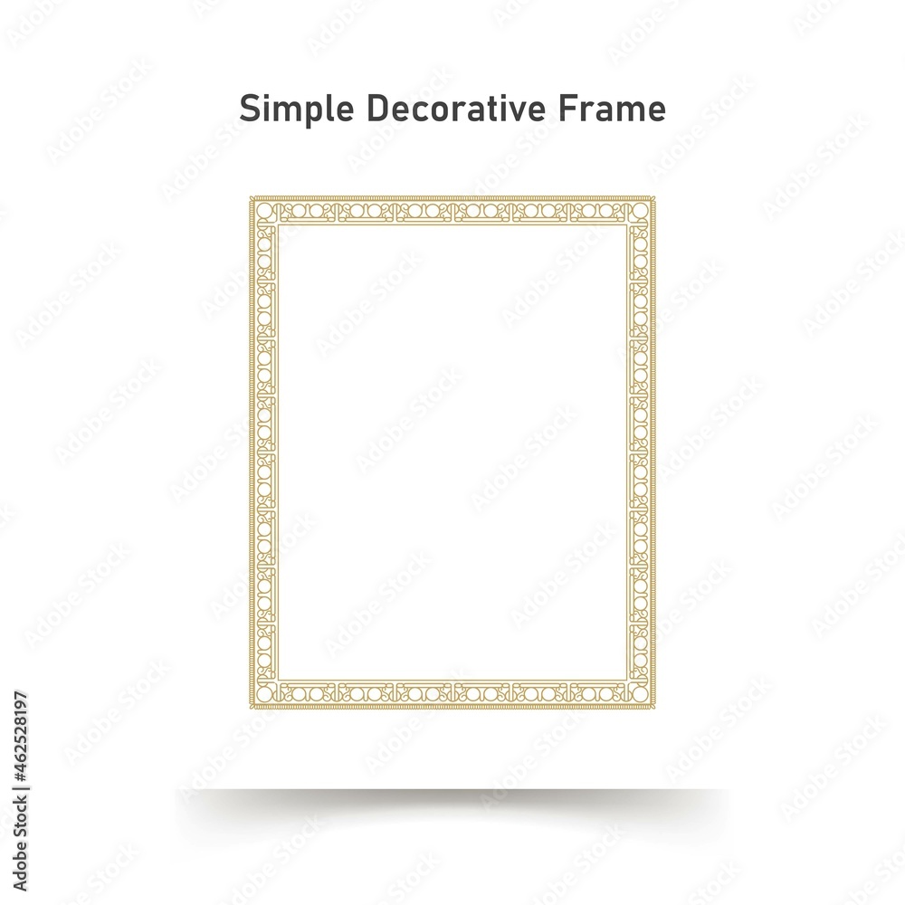 Decorative Ornament Square Frame. Simple Gold Line border for Photo, Certificate Design Decorative Ornament Square Frame. Simple Gold Line border for Photo, Certificate Design