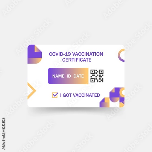Vaccine Certificate Illustration. Vaccine Card or Passport Design Symbol. Indonesian Vaccination cards Template. Vaccinations Record Card Immunity with ID and Barcode