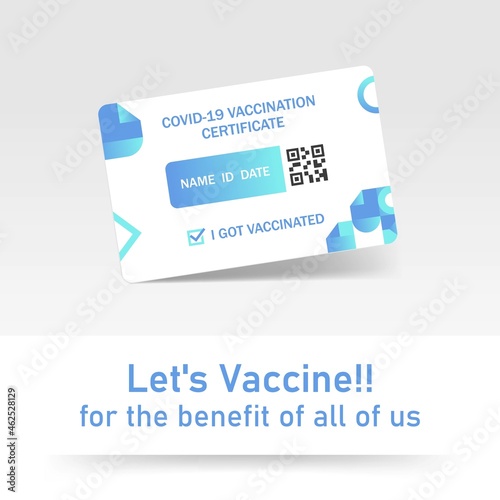 Vaccine Certificate Illustration. Vaccine Card or Passport Design Symbol. Indonesian Vaccination cards Template. Vaccinations Record Card Immunity with ID and Barcode