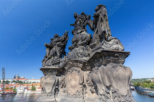 Sousosi Madona of St. Bernard statue on the Charles Bridge in Prague  Czechia.