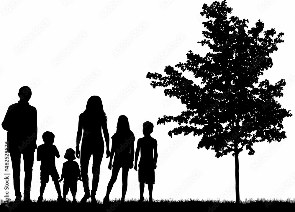 Family silhouettes in nature. vector work. Family silhouettes in nature. vector work.