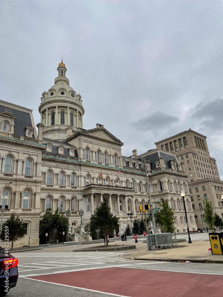 Baltimore, Maryland, USA - October 9, 2021: Baltimore City Hall