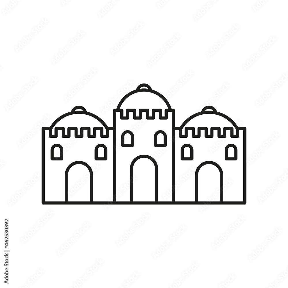middle east castle vector icon line art illustration