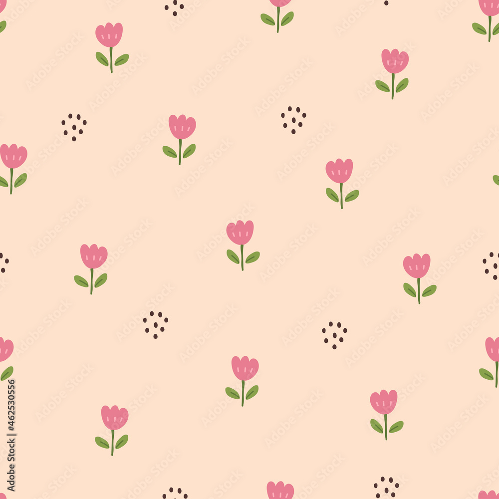 custom made wallpaper toronto digitalSeamless pattern small flower background randomly placed on pink background hand drawn design in cartoon style Used for prints, wallpapers, fabrics, textiles Vector illustration.