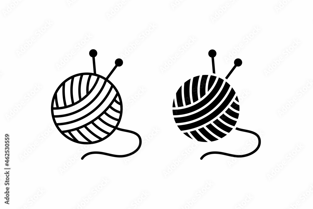 yarn ball and needle for knitting flat icon vector illustration Stock Vector  | Adobe Stock