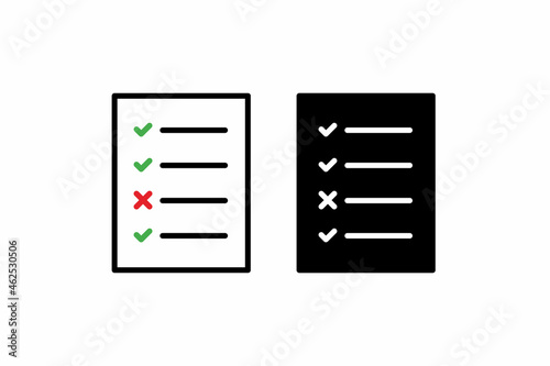 document file paper with checklist and cross sign flat icon vector © Hamz2001