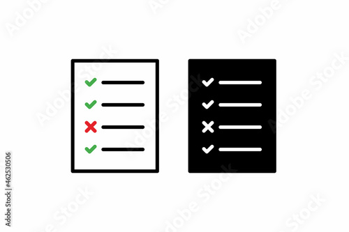 document file paper with checklist and cross sign flat icon vector