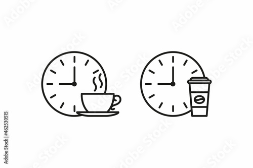 coffee break flat vector icon illustration line art style