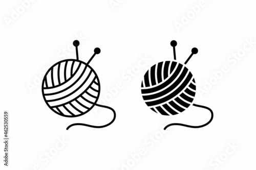 yarn ball and needle for knitting flat icon vector illustration