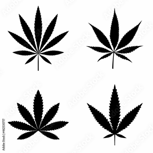 Cannabis Marijuana Hemp Leaf silhouette CBD logo design Vector