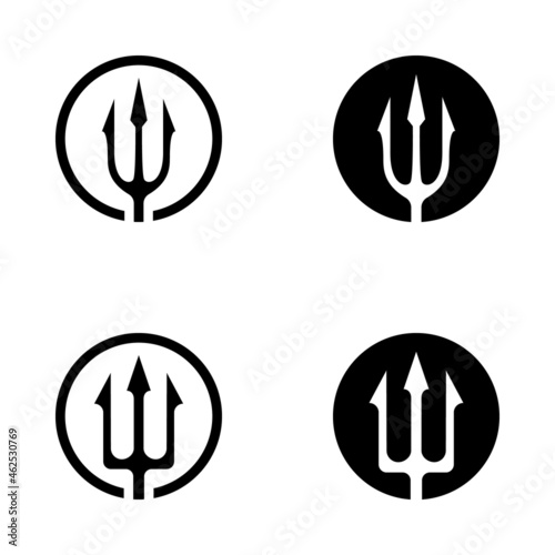 Circular Trident Neptune Spear Logo Design Vector
