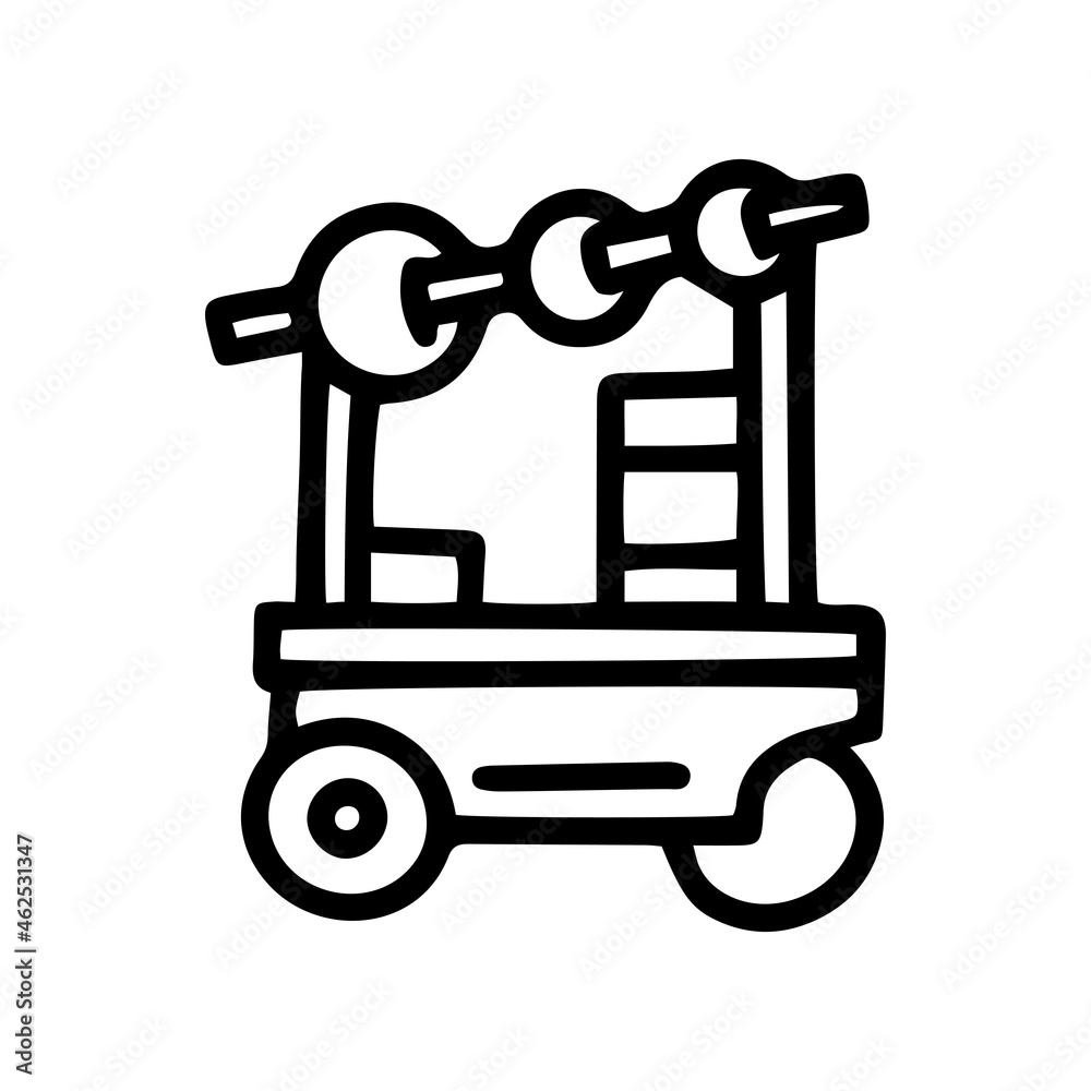 kebab trade cart line vector doodle simple icon