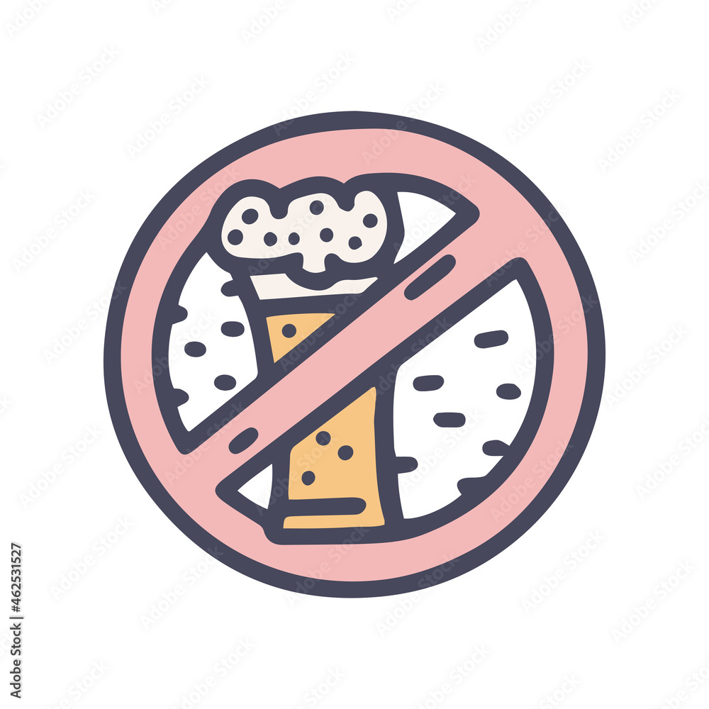 Obraz premium alcohol ban color vector doodle simple icon