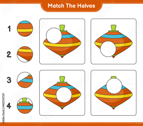 Match the halves. Match halves of Whirligig Toy. Educational children game, printable worksheet, vector illustration