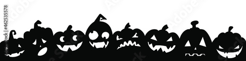 Halloween horizontal banner with funny silhouettes of pumpkins. Vector illustration EPS 10