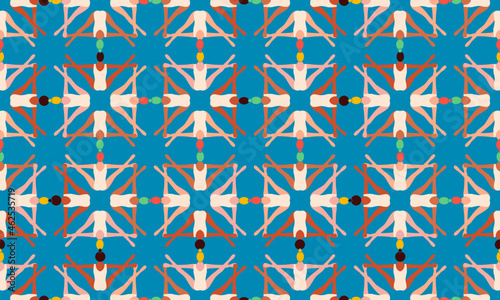 Seamless Pattern With Dancers On Blue Background