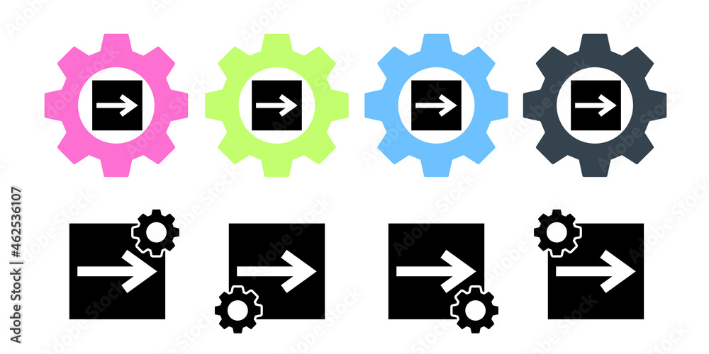 Arrow, right, navigation vector icon in gear set illustration for ui and ux, website or mobile application
