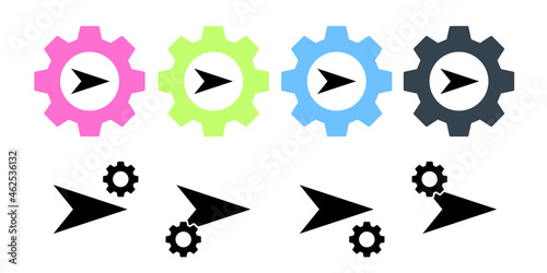 Arrow, right, navigation vector icon in gear set illustration for ui and ux, website or mobile application © rashadaliyev