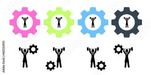 Businesswoman, explain vector icon in gear set illustration for ui and ux, website or mobile application