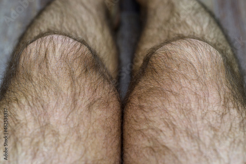 very hairy male legs. The beauty of the male body.