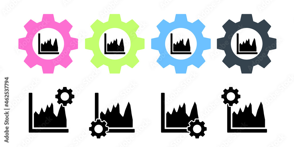Chart area vector icon in gear set illustration for ui and ux, website or mobile application