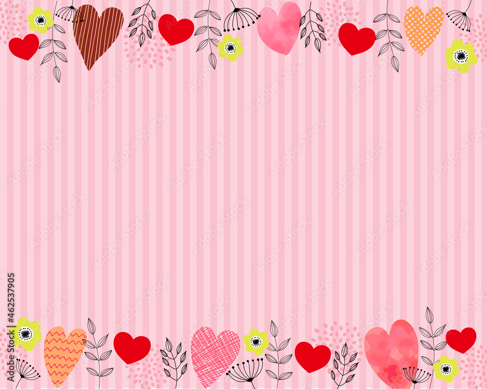 北欧水彩ハートフレーム（ストライプ）