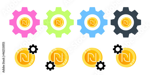 Shekel, coin, money color vector icon in gear set illustration for ui and ux, website or mobile application