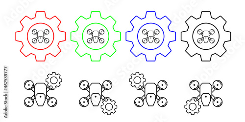 Drone field outline vector icon in gear set illustration for ui and ux, website or mobile application