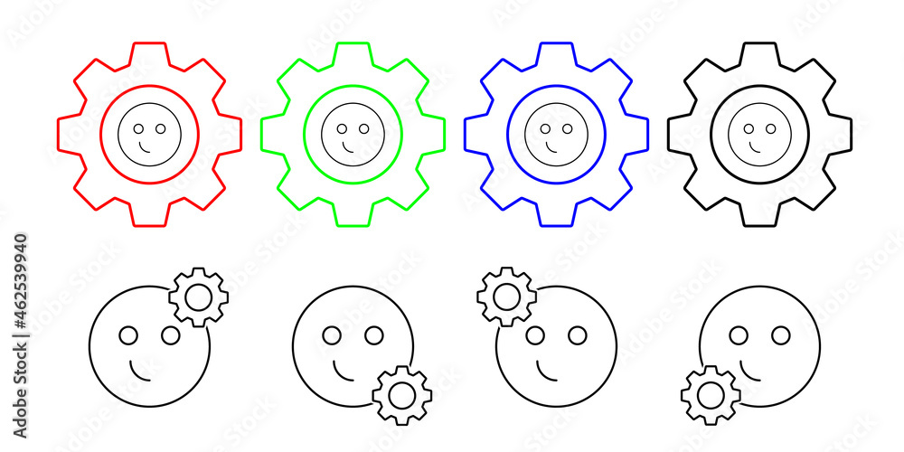 Smiling, emotions vector icon in gear set illustration for ui and ux, website or mobile application Smiling, emotions vector icon in gear set illustration for ui and ux, website or mobile application