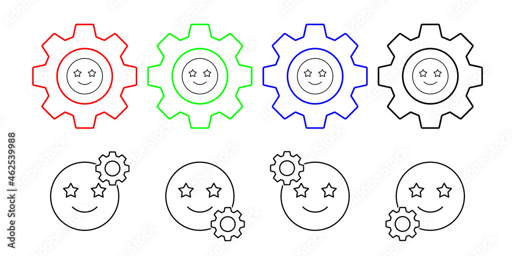 Stars, smiling, emotions vector icon in gear set illustration for ui and ux, website or mobile application