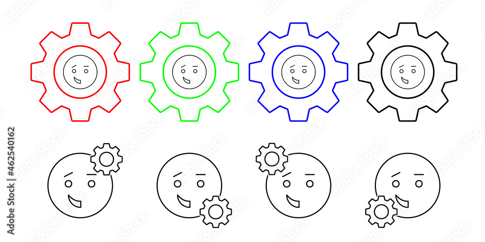 Surprised, smiling, emotions vector icon in gear set illustration for ui and ux, website or mobile application