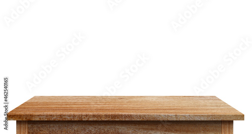 wooden table with plenty of room for your content and logo. Use as a montage for displaying items.Concept in a vintage style  Clipping path