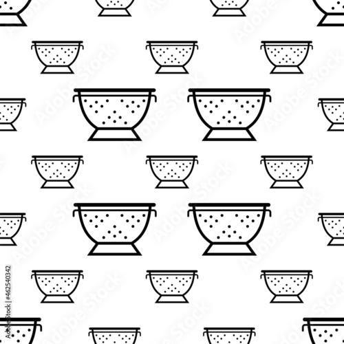 Colander Icon Seamless Pattern, Kitchen Cullender Utensil Icon