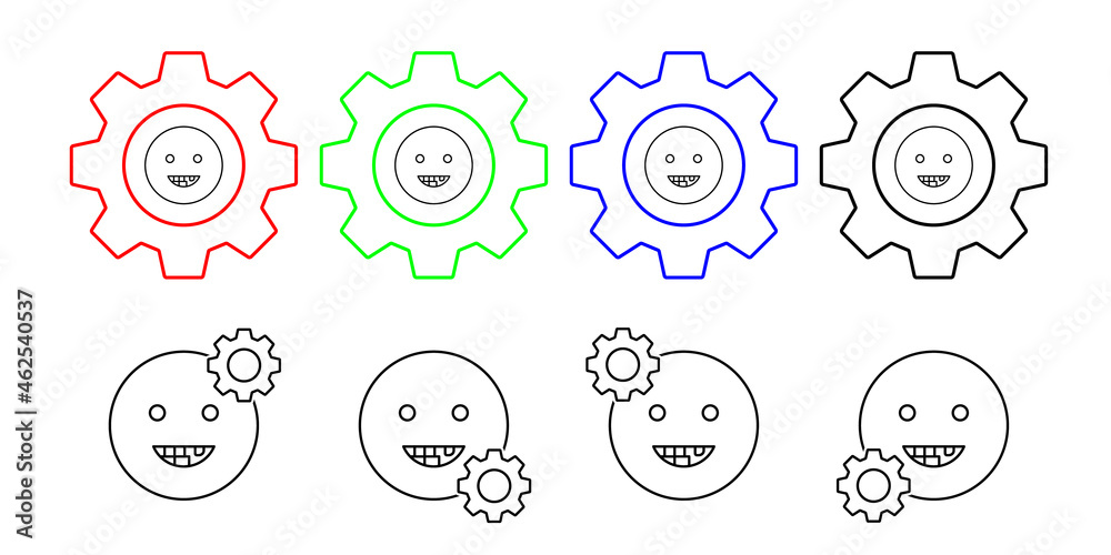 Smiling with broken teeth vector icon in gear set illustration for ui and ux, website or mobile application