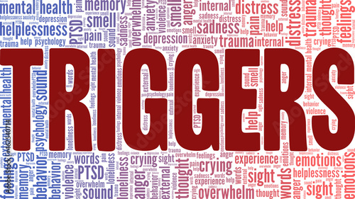 Emotional triggers vector illustration word cloud isolated on white background.