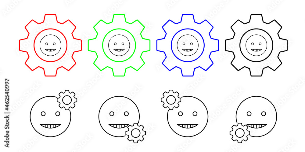 Smiling, teeth, emotions vector icon in gear set illustration for ui and ux, website or mobile application