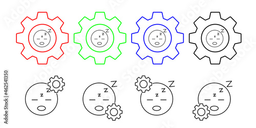 Sleeping, emotions vector icon in gear set illustration for ui and ux, website or mobile application