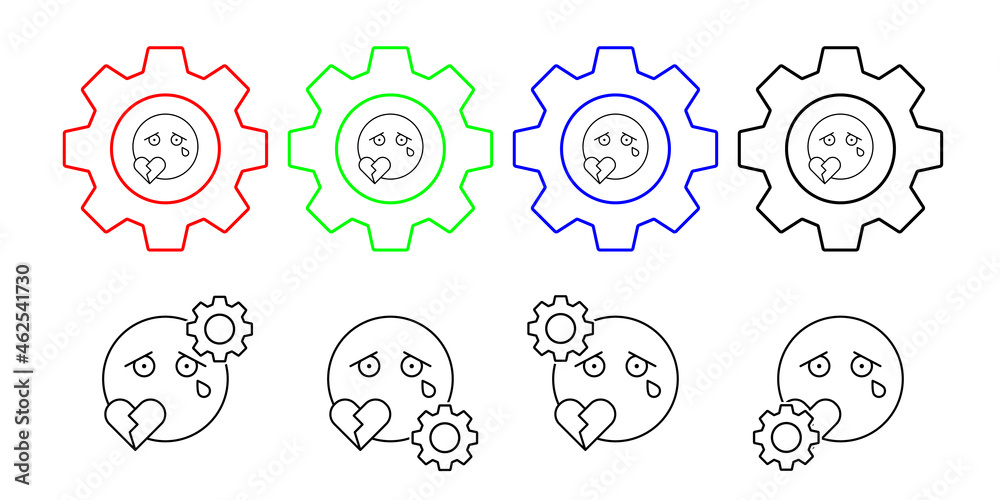 Broken heart, emotions vector icon in gear set illustration for ui and ux, website or mobile application