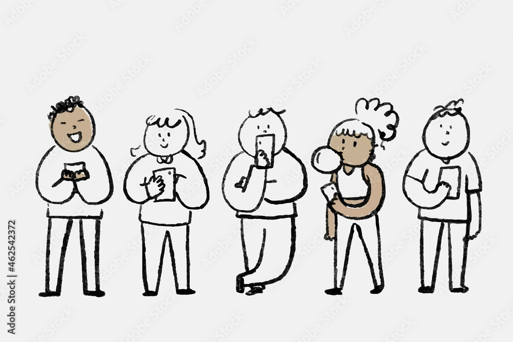 Social media doodle vector online users concept Social media doodle vector online users concept