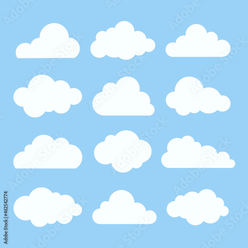 Cloud sticker clipart vector set, flat design