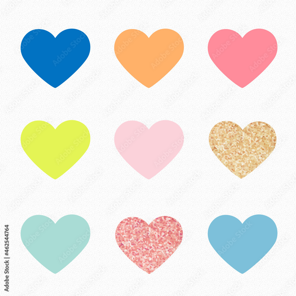 Heart shape sticker, cute pastel valentine’s clipart vector set
