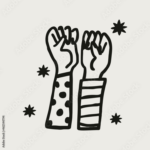 Raised hands solidarity sticker collage element vector, empowerment concept