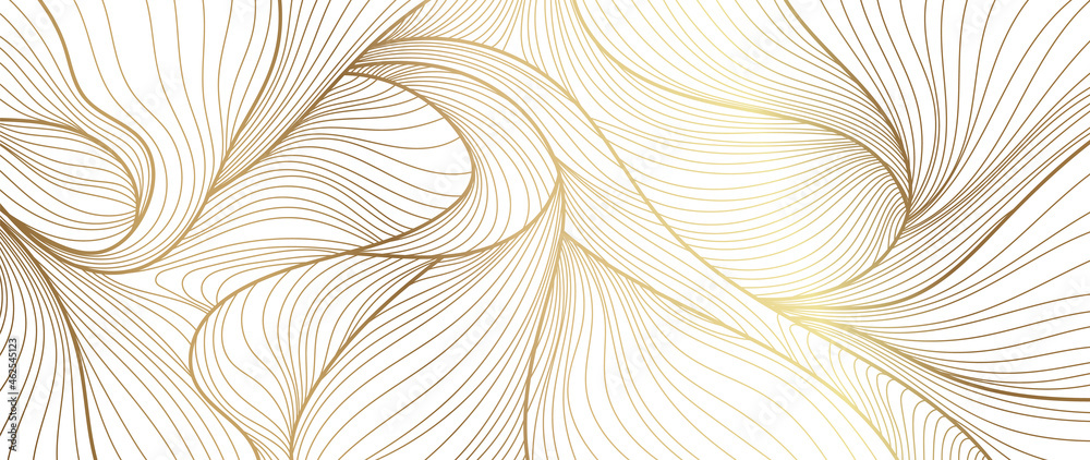 Gold abstract line arts background vector. Luxury wallpaper design for ...