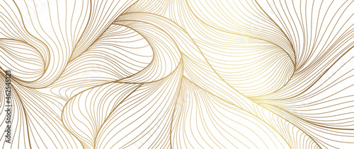 Gold abstract line arts background vector. Luxury wallpaper design for prints, wall arts and home decoration, cover and packaging design.