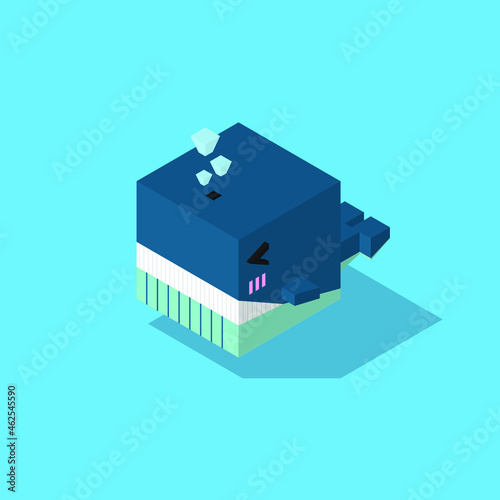 whale smile and wink cubic isometric